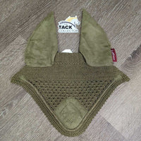 Set of 7: Microsuede Dressage Saddle Pad; Crochet Bonnet; 4 Polos & bag *vgc/xc, clean, mnr hair & rubs
