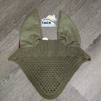 Set of 7: Microsuede Dressage Saddle Pad; Crochet Bonnet; 4 Polos & bag *vgc/xc, clean, mnr hair & rubs
