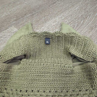 Set of 7: Microsuede Dressage Saddle Pad; Crochet Bonnet; 4 Polos & bag *vgc/xc, clean, mnr hair & rubs
