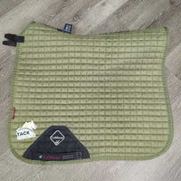 Set of 7: Microsuede Dressage Saddle Pad; Crochet Bonnet; 4 Polos & bag *vgc/xc, clean, mnr hair & rubs
