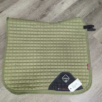 Set of 7: Microsuede Dressage Saddle Pad; Crochet Bonnet; 4 Polos & bag *vgc/xc, clean, mnr hair & rubs
