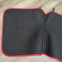 Set of 6: Microsuede Dressage Saddle Pad, 4 Polos & bag *vgc/xc, clean, mnr hair & rubs
