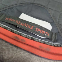 Thick Quilt Dressage Saddle Pad, x2 piping, tabs *vgc, clean, threads, mnr faded, rubs, stains & pills, curled corner
