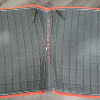 Thick Quilt Dressage Saddle Pad, x2 piping, tabs *vgc, clean, threads, mnr faded, rubs, stains & pills, curled corner
