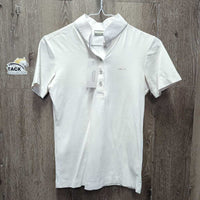 SS Show Shirt, 1/4 Button Up, bling *vgc,/gc pulled sleeve seam-L, older?, faded tag, mnr seam puckers, mnr stains
