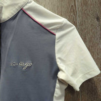 SS Show Shirt, 1/3 Zip Up, Snap Collar, Mesh sides, Sleeves & Shoulders *vgc/gc, bubbled & crinkled collar, seam puckers, shrunk?
