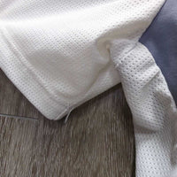 SS Show Shirt, 1/3 Zip Up, Snap Collar, Mesh sides, Sleeves & Shoulders *vgc/gc, bubbled & crinkled collar, seam puckers, shrunk?
