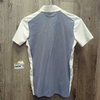 SS Show Shirt, 1/3 Zip Up, Snap Collar, Mesh sides, Sleeves & Shoulders *vgc/gc, bubbled & crinkled collar, seam puckers, shrunk?
