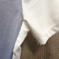 SS Show Shirt, 1/3 Zip Up, Snap Collar, Mesh sides, Sleeves & Shoulders *vgc/gc, bubbled & crinkled collar, seam puckers, shrunk?
