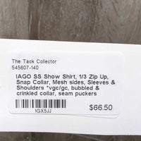 SS Show Shirt, 1/3 Zip Up, Snap Collar, Mesh sides, Sleeves & Shoulders *vgc/gc, bubbled & crinkled collar, seam puckers, shrunk?
