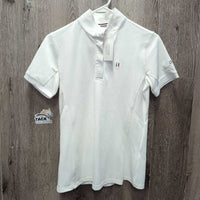 SS Hvy Show Shirt, 1/4 Button Up, Button Collar *vgc, rough neck seam edges
