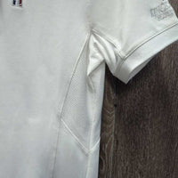 SS Hvy Show Shirt, 1/4 Button Up, Button Collar *vgc, rough neck seam edges
