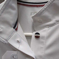 SS Hvy Show Shirt, 1/4 Button Up, Button Collar *vgc, rough neck seam edges
