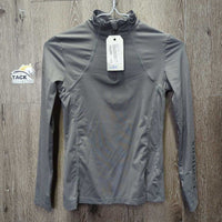 JUNIORS LS Shirt, 1/4 Zip Up *vgc/gc, seam puckers, fading/cracking logo
