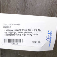 JUNIORS LS Shirt, 1/4 Zip Up *vgc/gc, seam puckers, fading/cracking logo
