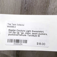 Light Sweatshirt, 1/4 Zip Up *gc, clean, seam puckers, puckered?shrunk

