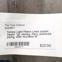 Light Fleece Lined Jacket, Zipper *gc, clumpy, hiary, puckered piping, older
