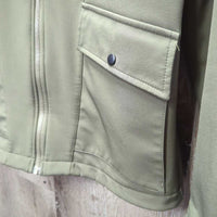 Light Soft Shell Jacket, Zip Off Hood "Spruce Meadows 45 Yrs" *xc/vgc, clean, mnr clumpy, seam puckers & hair
