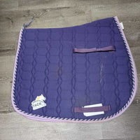 Thick Quilt Dressage Saddle Pad, Piping *gc, residue, stains, hairy, rubs, unstitched seams, pills, faded, frayed binding
