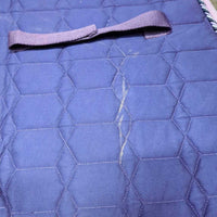 Thick Quilt Dressage Saddle Pad, Piping *gc, residue, stains, hairy, rubs, unstitched seams, pills, faded, frayed binding
