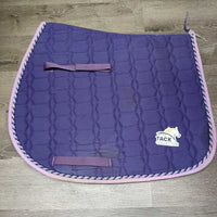 Thick Quilt Dressage Saddle Pad, Piping *gc, residue, stains, hairy, rubs, unstitched seams, pills, faded, frayed binding
