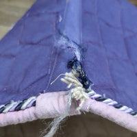 Thick Quilt Dressage Saddle Pad, Piping *gc, residue, stains, hairy, rubs, unstitched seams, pills, faded, frayed binding
