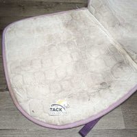 Thick Quilt Dressage Saddle Pad, Piping *gc, residue, stains, hairy, rubs, unstitched seams, pills, faded, frayed binding
