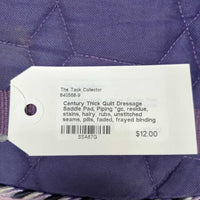 Thick Quilt Dressage Saddle Pad, Piping *gc, residue, stains, hairy, rubs, unstitched seams, pills, faded, frayed binding
