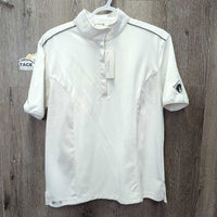 SS Polo Show Shirt, 1/3 Zip Up, Snap Collar *vgc/gc, older, pits, seam puckers
