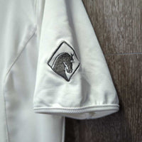 SS Polo Show Shirt, 1/3 Zip Up, Snap Collar *vgc/gc, older, pits, seam puckers
