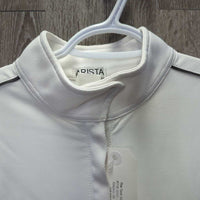 SS Polo Show Shirt, 1/3 Zip Up, Snap Collar *vgc/gc, older, pits, seam puckers
