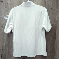 SS Polo Show Shirt, 1/3 Zip Up, Snap Collar *vgc/gc, older, pits, seam puckers
