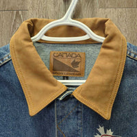 Hvy Jean Jacket, Leather Collar "Canadian Supreme" *vgc, mnr hair, threads
