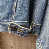 Hvy Jean Jacket, Leather Collar "Canadian Supreme" *vgc, mnr hair, threads

