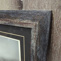 Black & White Horse Photo, 2x Matte, Hvy Wood Frame *vgc, v.wavy/bent matt
