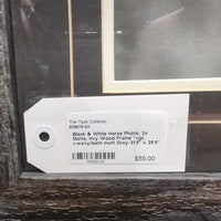 Black & White Horse Photo, 2x Matte, Hvy Wood Frame *vgc, v.wavy/bent matt
