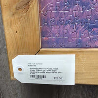 4 Running Horses Puzzle, Thick Wood Frame *gc, loose tape backing & puzzle pieces
