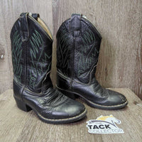 JUNIORS Round Toe Western Boots *gc/fair, clean, v.rubbed, scuffs, cracking inside
