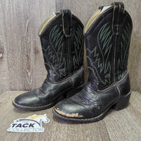 JUNIORS Round Toe Western Boots *gc/fair, clean, v.rubbed, scuffs, cracking inside
