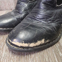 JUNIORS Round Toe Western Boots *gc/fair, clean, v.rubbed, scuffs, cracking inside
