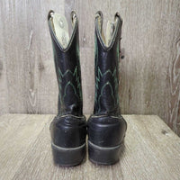 JUNIORS Round Toe Western Boots *gc/fair, clean, v.rubbed, scuffs, cracking inside
