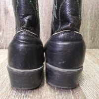 JUNIORS Round Toe Western Boots *gc/fair, clean, v.rubbed, scuffs, cracking inside
