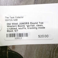 JUNIORS Round Toe Western Boots *gc/fair, clean, v.rubbed, scuffs, cracking inside
