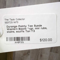Pointy Toe Suede Western Boots *vgc, mnr rubs, stains, scuffs
