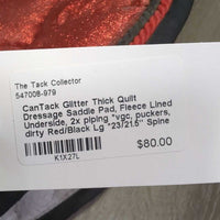 Glitter Thick Quilt Dressage Saddle Pad, Fleece Lined Underside, 2x piping *vgc, puckers, dirty
