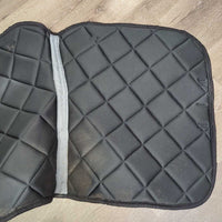 Thick Quilt Dressage Saddle Pad, piping *gc, older, stains, dingy?discolored, clean, mnr hairy
