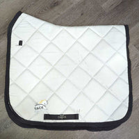 Thick Quilt Dressage Saddle Pad, piping *gc, older, stains, dingy?discolored, clean, mnr hairy, cut tabs
