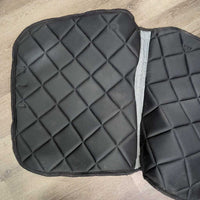 Thick Quilt Dressage Saddle Pad, piping *gc, older, stains, dingy?discolored, clean, mnr hairy, cut tabs
