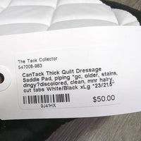 Thick Quilt Dressage Saddle Pad, piping *gc, older, stains, dingy?discolored, clean, mnr hairy, cut tabs
