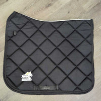 Thick Quilt Dressage Saddle Pad, piping. cut tabs *gc, older, stains, dingy?discolored, clean, mnr hairy, cut tabs
